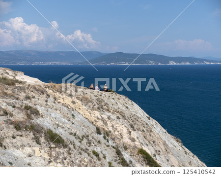 Beautiful Black Sea coast with rocks and plants 125410542
