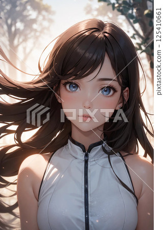 woman illuminated by light 125410661