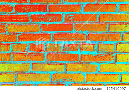 Brickwork painted with red paint, red brick background. Changed color scheme. 125410997
