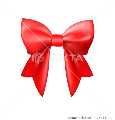 3D Realistic red gift bow. Christmas, birthday and sale decoration. 3D Realistic red gift bow. Christmas, birthday and sale decoration. 125411080