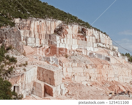 mountains with marble quarries in Botticino, Brescia, Italy 125411100