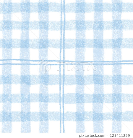 Light Blue Plaid Tartan Gingham Check Hand Drawn Background Pattern Overlay 125411239