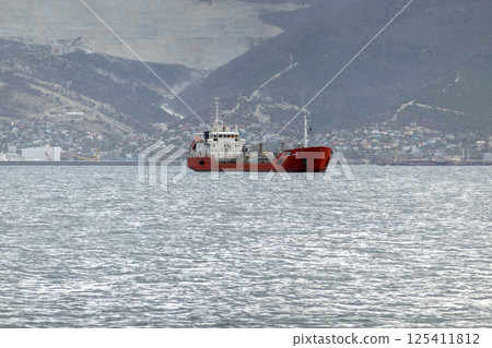Novorossiysk, Russia 08.18.2024 large sea vessel sailing cargo transportation Black Sea, port, Krasnodar Territory, Novorossiysk Novorossiysk, Russia 08.18.2024 large sea vessel sailing cargo transportation Black Sea, port, Krasnodar Territory, Novorossiysk 125411812