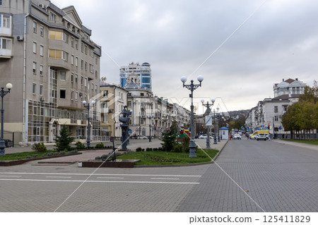 Novorossiysk, Russia 18 August 2024 Monument to the founder of Novorossiysk Admiral Mikhail Lazarev on the street of the Novorossiysk Republic 125411829