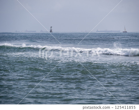 View of a stormy seascape of waves and the Black Sea View of a stormy seascape of waves and the Black Sea 125411855