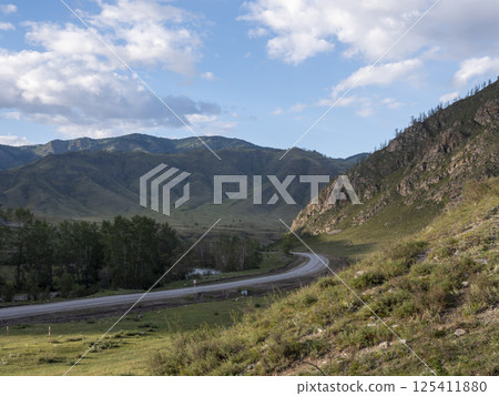 Waves, spray and foam, river Katun in Altai mountains. Siberia, Russia Waves, spray and foam, river Katun in Altai mountains. Siberia, Russia 125411880