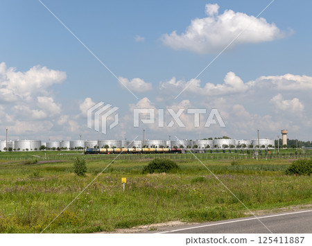 Industrial oil in a petrochemical tank with gasoline 125411887