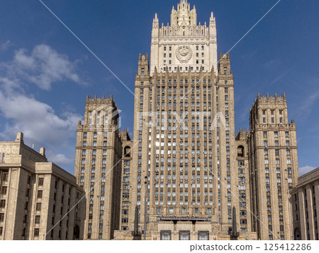 MOSCOW - SEPTEMBER 27: building of the Ministry of Foreign Affairs on September 27, 2024 in Moscow, Russia MOSCOW - SEPTEMBER 27: building of the Ministry of Foreign Affairs on September 27, 2024 in Moscow, Russia 125412286