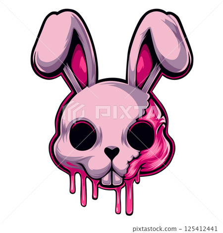 skull pink rabbit head vector logo 125412441