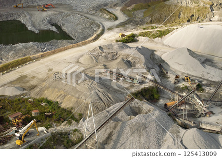 Limestone quarry at industrial open-pit mining site In North Carolina Appalachians, USA Limestone quarry at industrial open-pit mining site In North Carolina Appalachians, USA 125413009