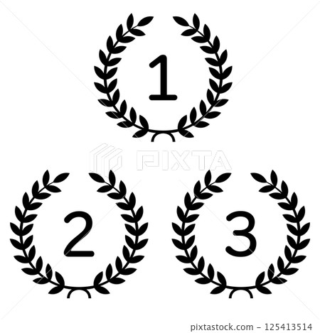 1, 2, 3 laurel wreath silhouette illustration 1, 2, 3 laurel wreath silhouette illustration 125413514