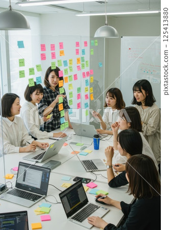 日本女性在 IT 新創公司討論（AI 產生的圖像） 125413880