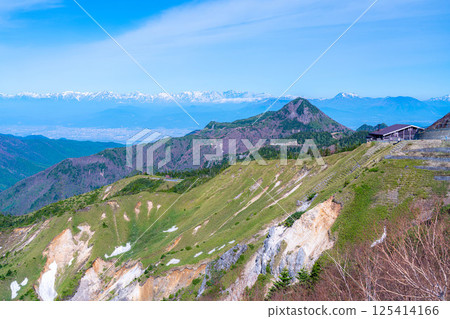 [Mountain material] View of the Zenkoji Plain from Shiga Kogen in early summer [Nagano Prefecture] 125414166