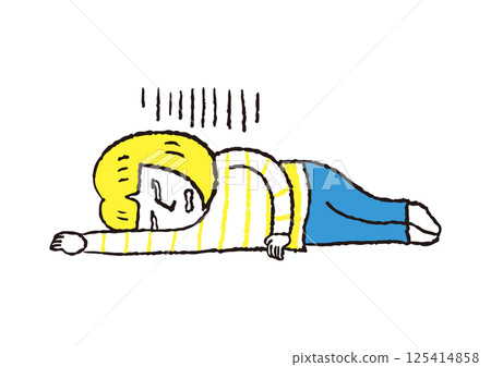 A woman collapses while crying 125414858