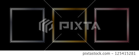 Metal thin square frame set. Shiny golden and silver foil border collection. Gold glowing geometric boarder bundle in art deco style. Rectangular element pack for photo, cadre, card, emblem. Vector Metal thin square frame set. Shiny golden and silver foil border collection. Gold glowing geometric boarder bundle in art deco style. Rectangular element pack for photo, cadre, card, emblem. Vector 125415281