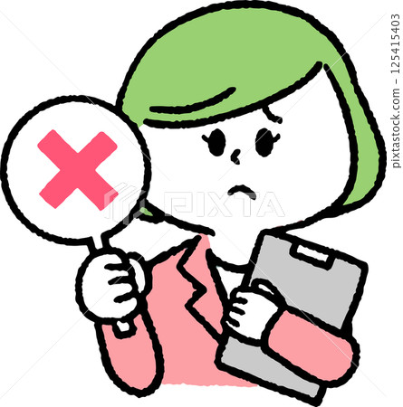 身著西裝、手持十字架的女子（含文件） 125415403