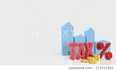 The Red tax and coins for business concept 3d rendering. 125415562