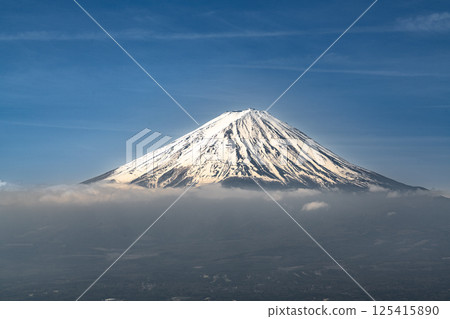 從新堂峠雙露台眺望富士山和河口湖 從新堂峠雙露台眺望富士山和河口湖 125415890