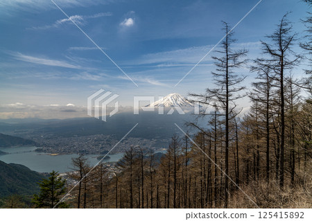 View of Mt. Fuji and Lake Kawaguchi from Shindo Pass Twin Terrace 125415892