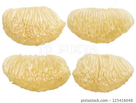 Set of Slice Pomelo Pulp Isolated On White Background Set of Slice Pomelo Pulp Isolated On White Background 125416048