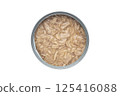 Top view of canned tuna in water isolated on white background 125416088