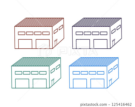 工廠和倉庫的等距圖示集 125416462