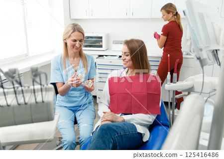 dental consultation, whitening dental clinic, dentist office, Dental treatment, dentist chair, dental specialist 125416486