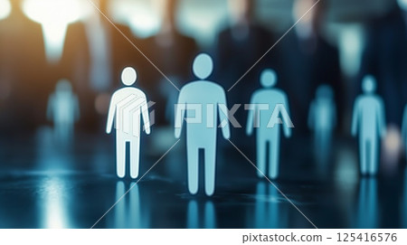 數位化可視化的人力資源圖示和業務團隊的輪廓 125416576