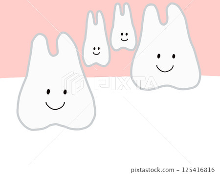 上排牙齒之間:阻生齒和多生齒的圖示:帶有主線的牙齒特徵 上排牙齒之間:阻生齒和多生齒的圖示:帶有主線的牙齒特徵 125416816