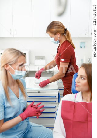 dental consultation, whitening dental clinic, dentist office, Dental treatment, dentist chair, dental specialist dental consultation, whitening dental clinic, dentist office, Dental treatment, dentist chair, dental specialist 125416819