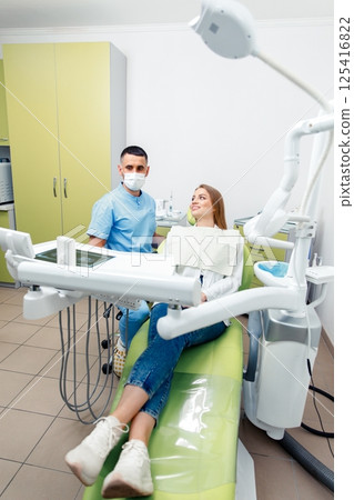 dental consultation, dentist checking teeth, dental examination, healthy teeth, dentist office, professional orthodontic clinic 125416822