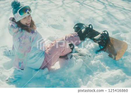 滑雪者 滑雪板 女生 125416860