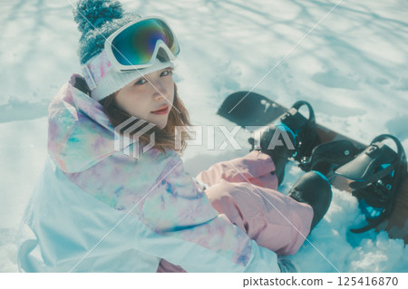 滑雪者 滑雪板 女生 125416870