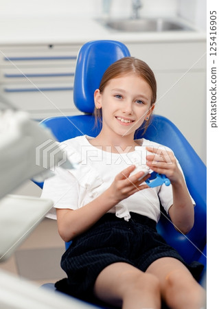 child patient dentist, girls teeth, Dental care, Children's dentistry, dentist's appointment. child patient dentist, girls teeth, Dental care, Children's dentistry, dentist's appointment. 125416905