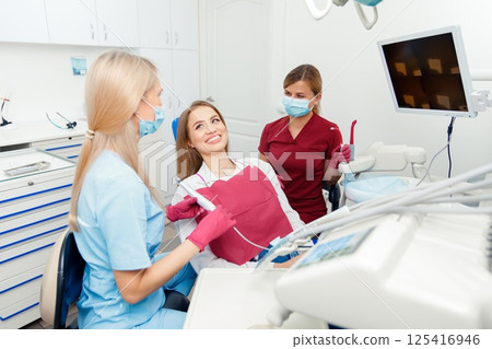 dentist concept, dental explorer, Stomatology cabinet, dental tools, examination patient, dental procedure, professional orthodontic clinic dentist concept, dental explorer, Stomatology cabinet, dental tools, examination patient, dental procedure, professional orthodontic clinic 125416946
