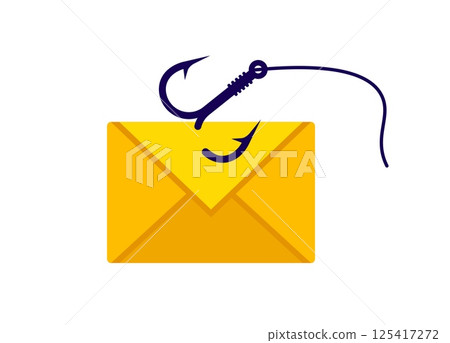 A vibrant yellow envelope that has a fishing hook attached to it 125417272