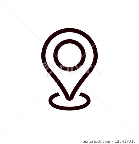 Simple map pin symbol in black showing a location on a map with a neat circular design 125417315