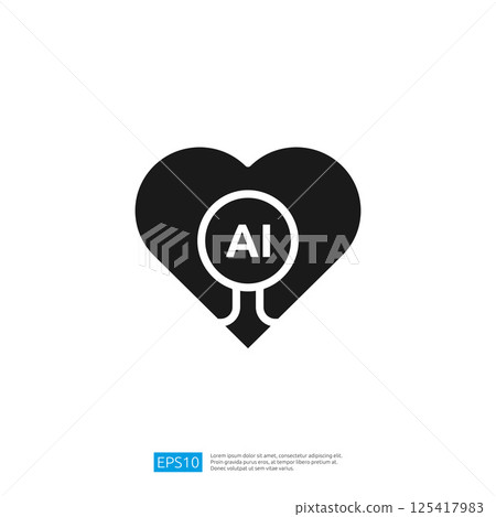 The image features a stylized heart with an AI symbol inside, representing the intersection of technology and emotional connection. 125417983