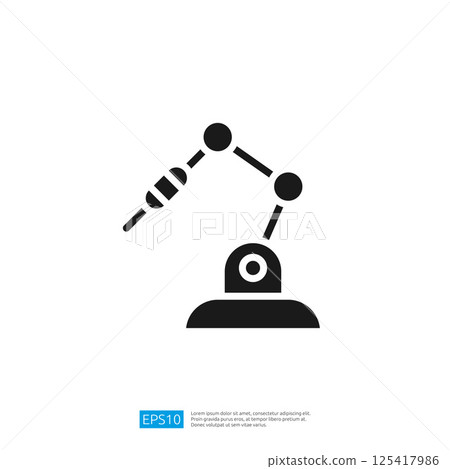 A simple black silhouette of a robotic arm, symbolizing automation and technology in industrial settings. A simple black silhouette of a robotic arm, symbolizing automation and technology in industrial settings. 125417986
