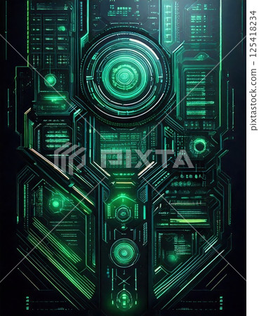 Neon green cyber background (ai generated image) 125418234
