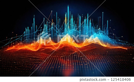 Luminous data visualization floating in the dark (AI generated image) 125418406