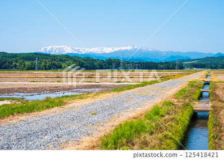 從會津盆地眺望飯豐山脈（春季） 125418421