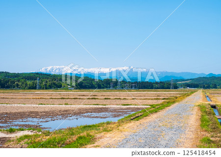 從會津盆地眺望飯豐山脈（春季） 125418454