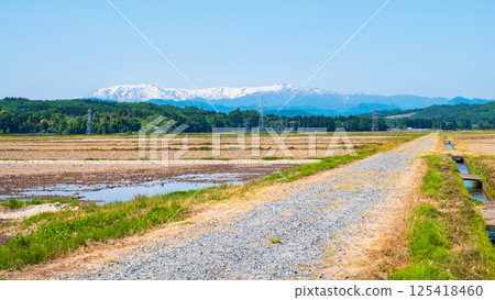 從會津盆地眺望飯豐山脈（春季） 125418460