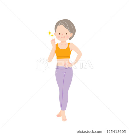 Middle-aged female instructor doing a fist pump 125418605