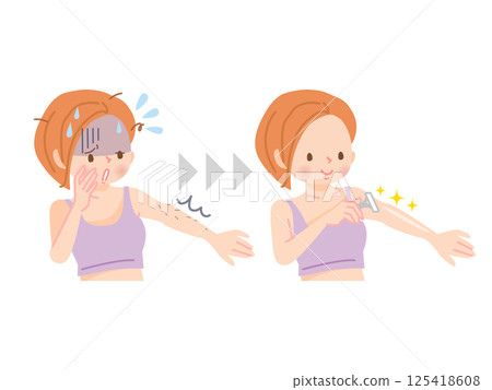 一群女性正在拔掉手臂上的毛髮 125418608