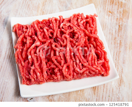 Raw ground meat of pork and beef Raw ground meat of pork and beef 125418791