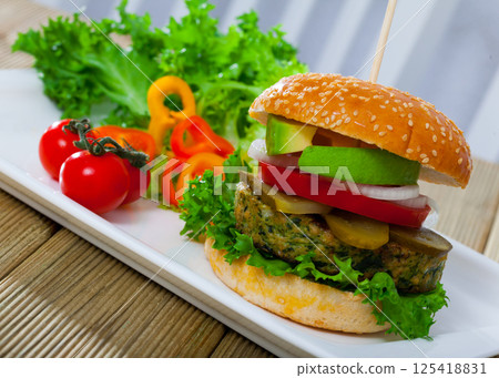 Vegan burger with greens Vegan burger with greens 125418831