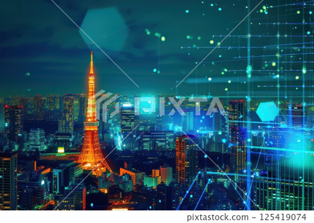 日本城市與網路形象(科技、數據通訊、智慧城市、大數據) 日本城市與網路形象(科技、數據通訊、智慧城市、大數據) 125419074