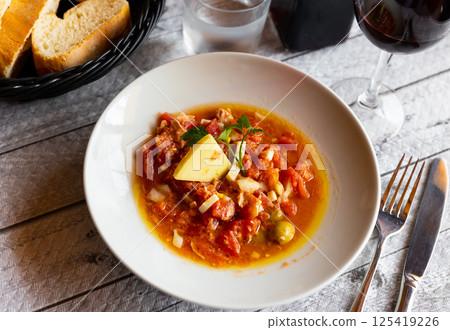 Mojete con queso typical local spanish dish Mojete con queso typical local spanish dish 125419226